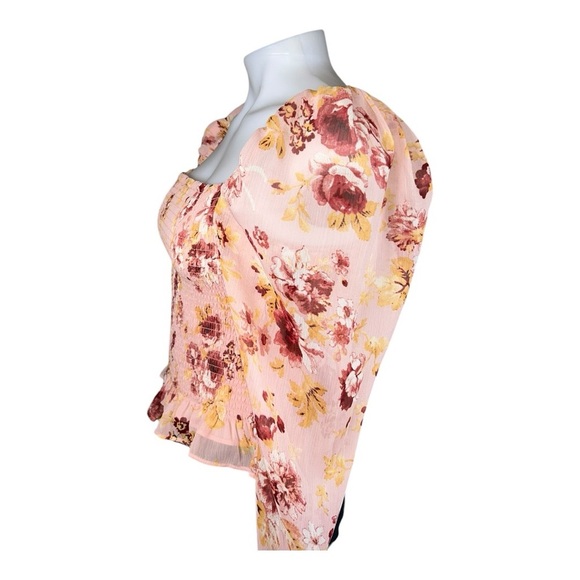 EXPRESS Floral Square Neck Smocked Body Top Size Small - Picture 9 of 9